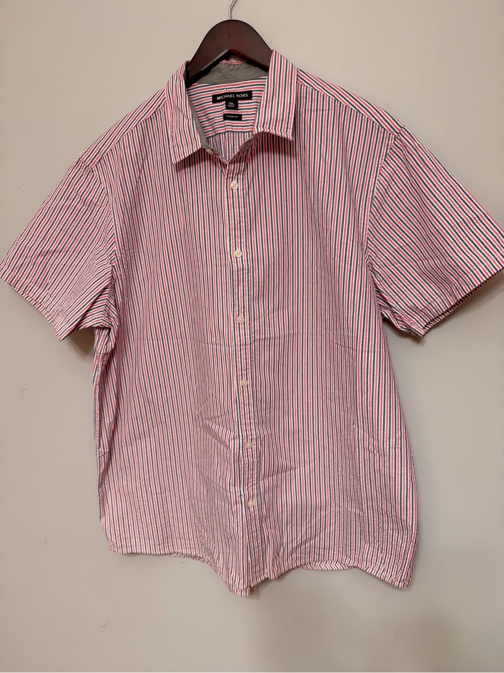 Michael Kors Pink Blue Striped Collared Shirt